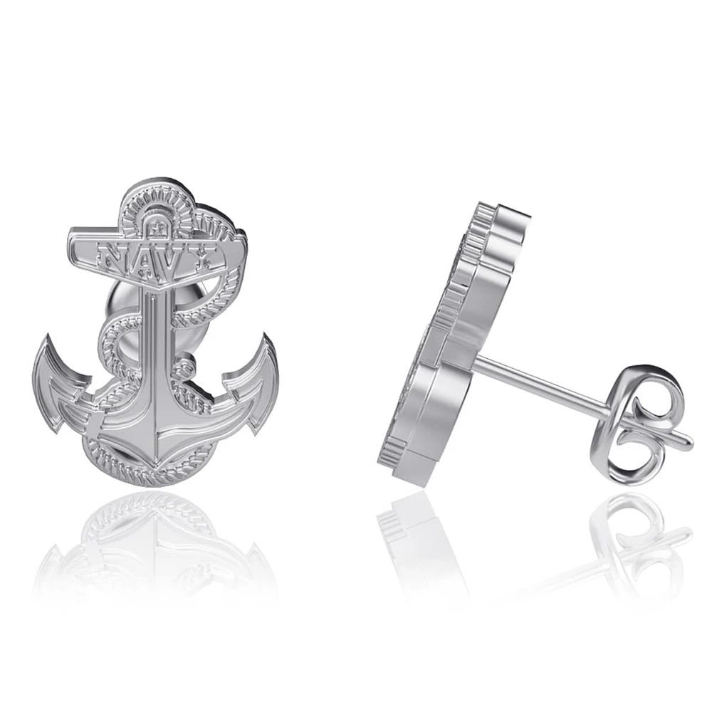 Dayna Designs Navy Midshipmen Silver Post Earrings