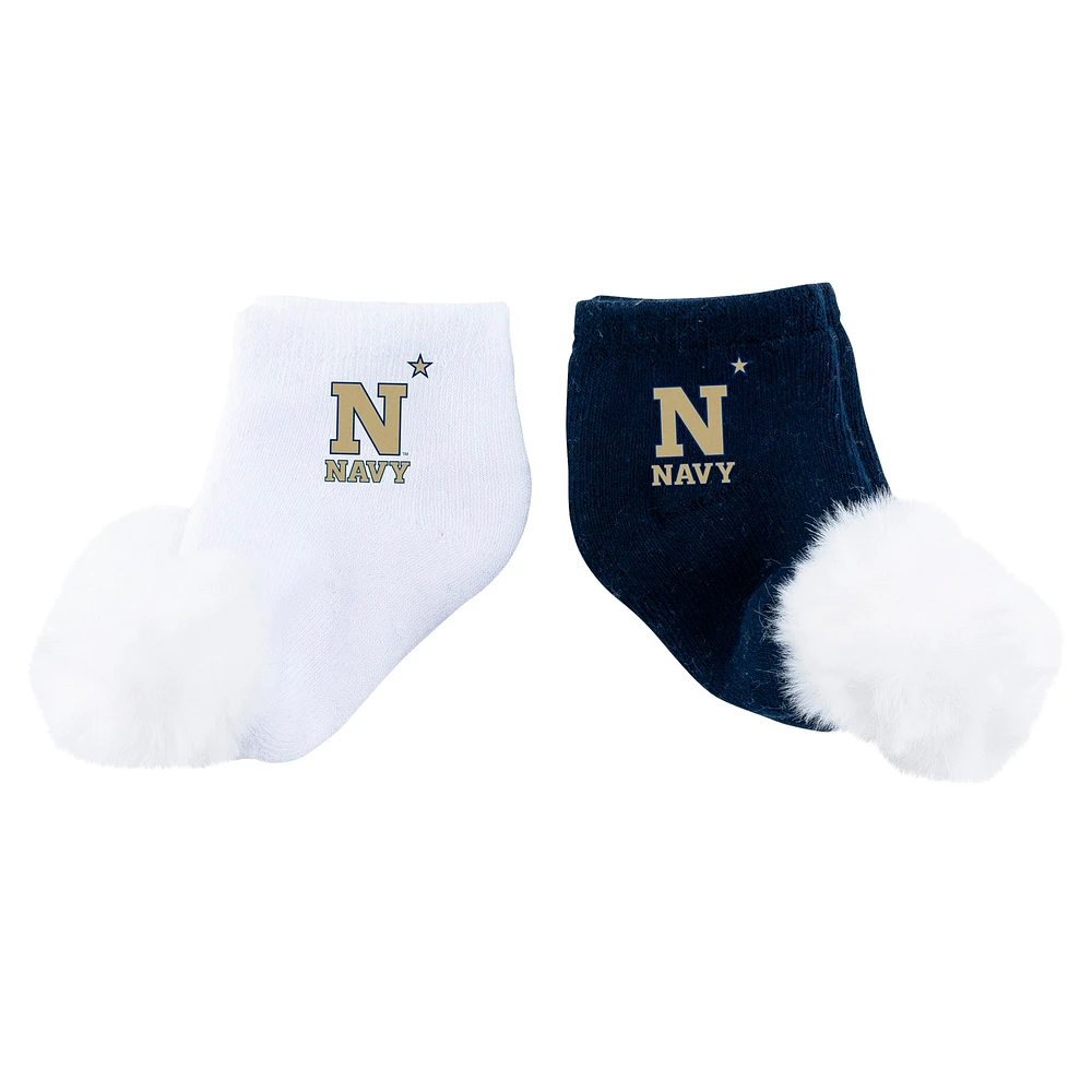 Infant ZooZatz Navy Midshipmen Two-Pack Pom Socks