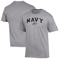 Men's Champion  Heather Gray Navy Midshipmen Arch Over Logo T-Shirt