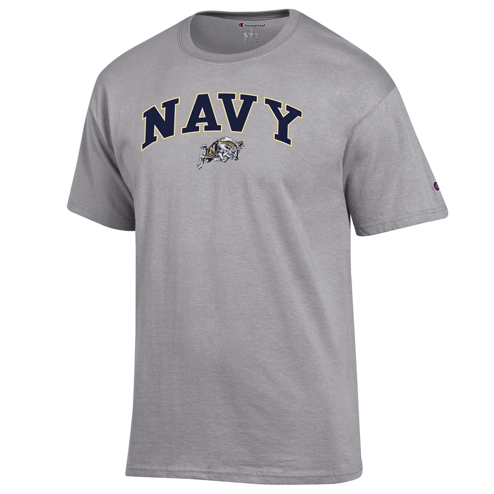 Men's Champion  Heather Gray Navy Midshipmen Arch Over Logo T-Shirt
