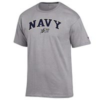 Men's Champion  Heather Gray Navy Midshipmen Arch Over Logo T-Shirt