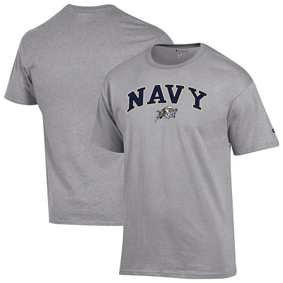 Men's Champion  Heather Gray Navy Midshipmen Arch Over Logo T-Shirt