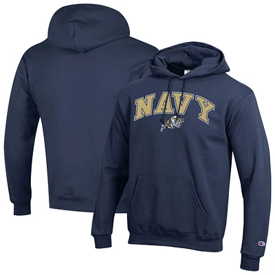 Men's Champion  Navy Midshipmen Arched Logo Fleece Pullover Hoodie