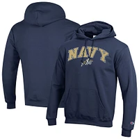Men's Champion  Navy Midshipmen Arched Logo Fleece Pullover Hoodie