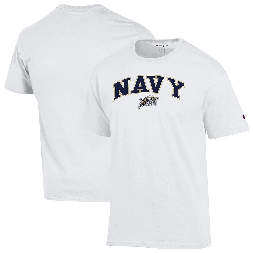 Men's Champion  White Navy Midshipmen Arched Logo T-Shirt