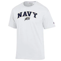 Men's Champion  White Navy Midshipmen Arched Logo T-Shirt