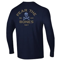T-shirt à manches longues en coton performant Jolly Rogers V110794 NAVY 190 FEAR THE BONES NCAA UAR TEEMENL-S