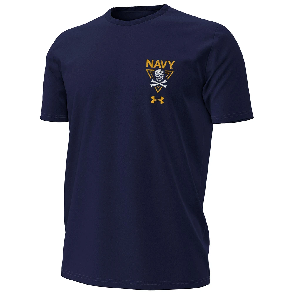 Men's Under Armour Navy Midshipmen Distressed Jolly Rogers T-Shirt
