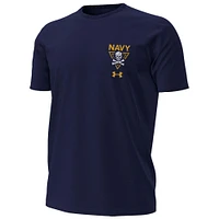 Men's Under Armour Navy Midshipmen Distressed Jolly Rogers T-Shirt