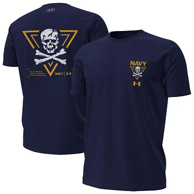 Men's Under Armour Navy Midshipmen Distressed Jolly Rogers T-Shirt