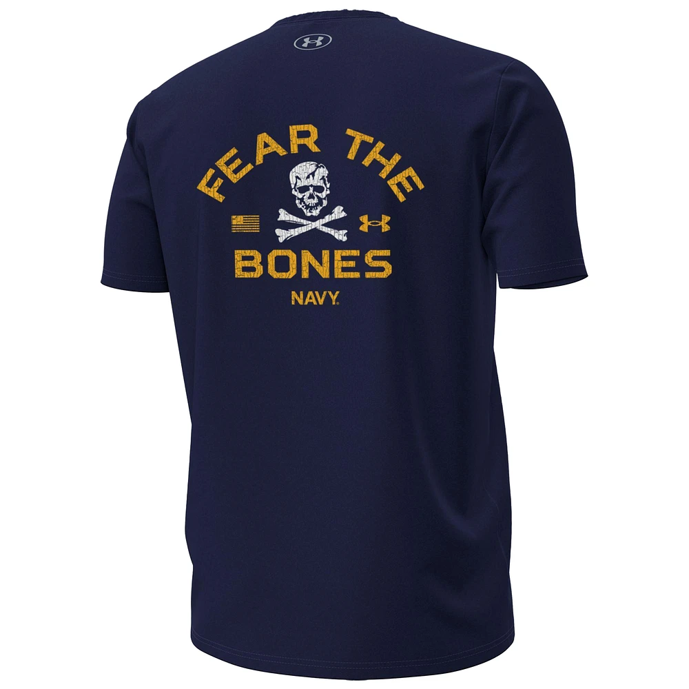 T-shirt à manches courtes en coton performant Jolly Rogers V110794 NAVY 190 FEAR THE BONES NCAA UAR TEEMENSCR