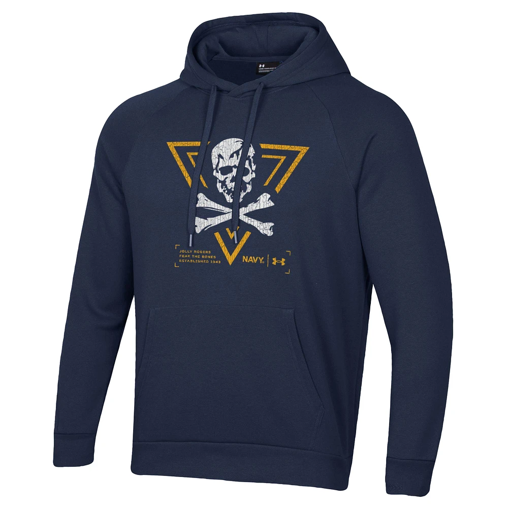 Men's Under Armour  Navy Midshipmen Jolly Rogers Rival Fleece Pullover Hoodie