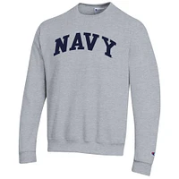 Men's Champion  Heather Gray Navy Midshipmen Basic Arch Fleece Pullover Sweatshirt