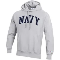 Chandail à capuchon armure inversée Champion Heathered Gray Navy Midshipmen Team pour hommes