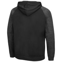 Men's Colosseum Black Navy Midshipmen Blackout 3.0 Tonal Raglan Pullover Hoodie