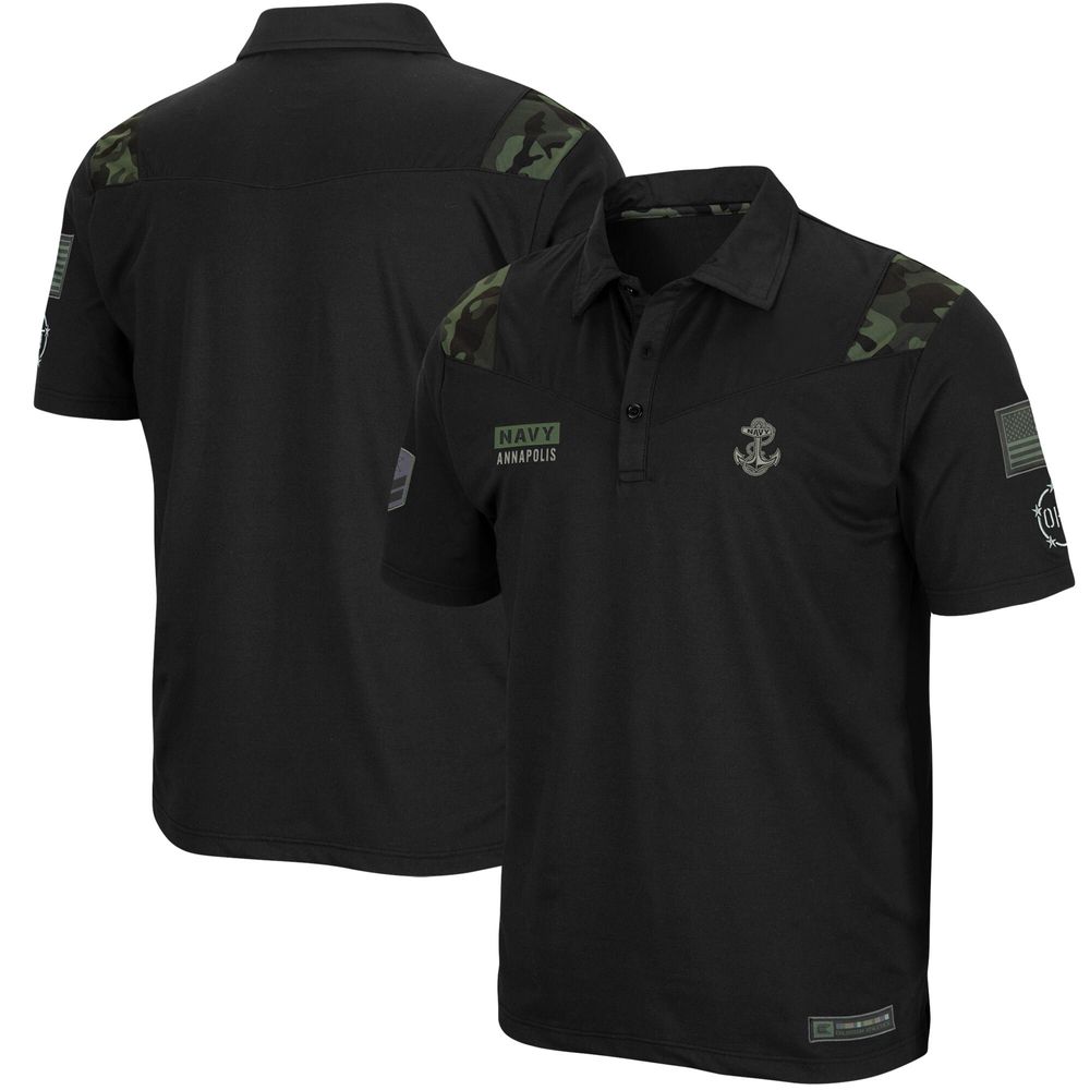 Men's Colosseum Black Navy Midshipmen OHT Military Appreciation Sierra Polo