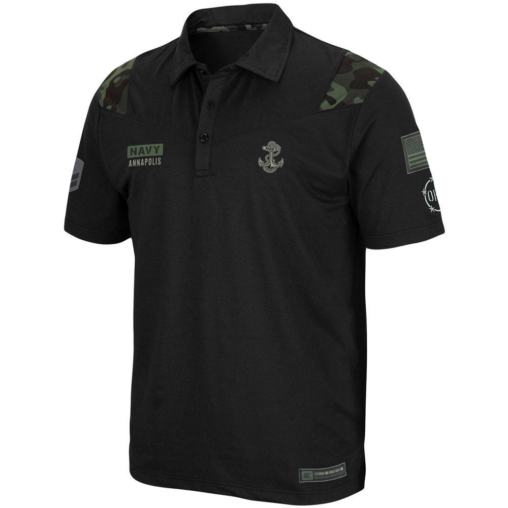 Men's Colosseum Black Navy Midshipmen OHT Military Appreciation Sierra Polo