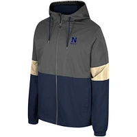 Men's Colosseum Charcoal Navy Midshipmen Miles Full-Zip Hoodie Jacket