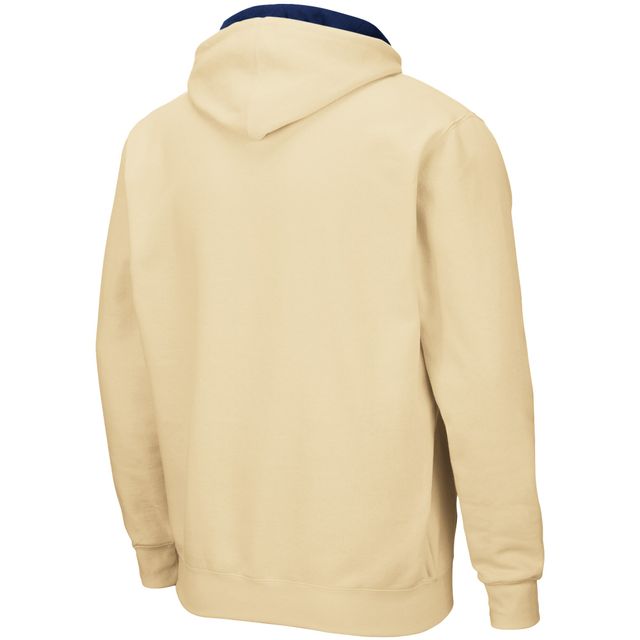 Sweat à capuche zippé entièrement Colosseum Gold Navy Midshipmen Arch & Logo pour hommes