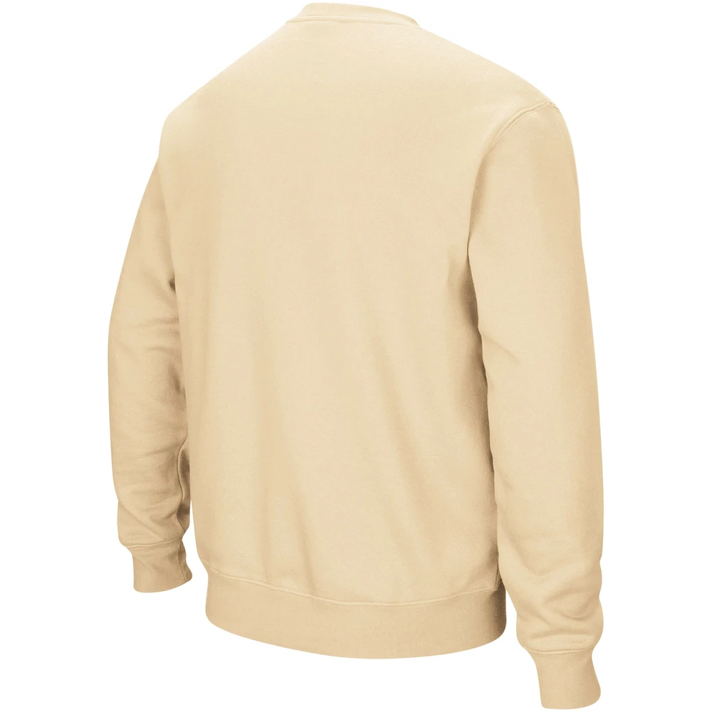 Men's Colosseum Gold Navy Midshipmen Arch & Logo Crew Neck Sweatshirt
