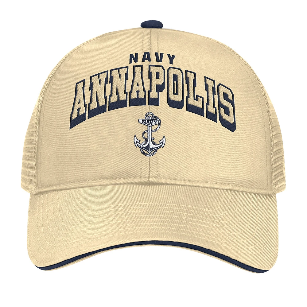 Chapeau réglable Colosseum Gold Navy Midshipmen Wyatt pour hommes