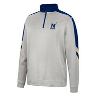 Men's Colosseum Gray/Navy Navy Midshipmen Bushwood Fleece Quarter-Zip Jacket