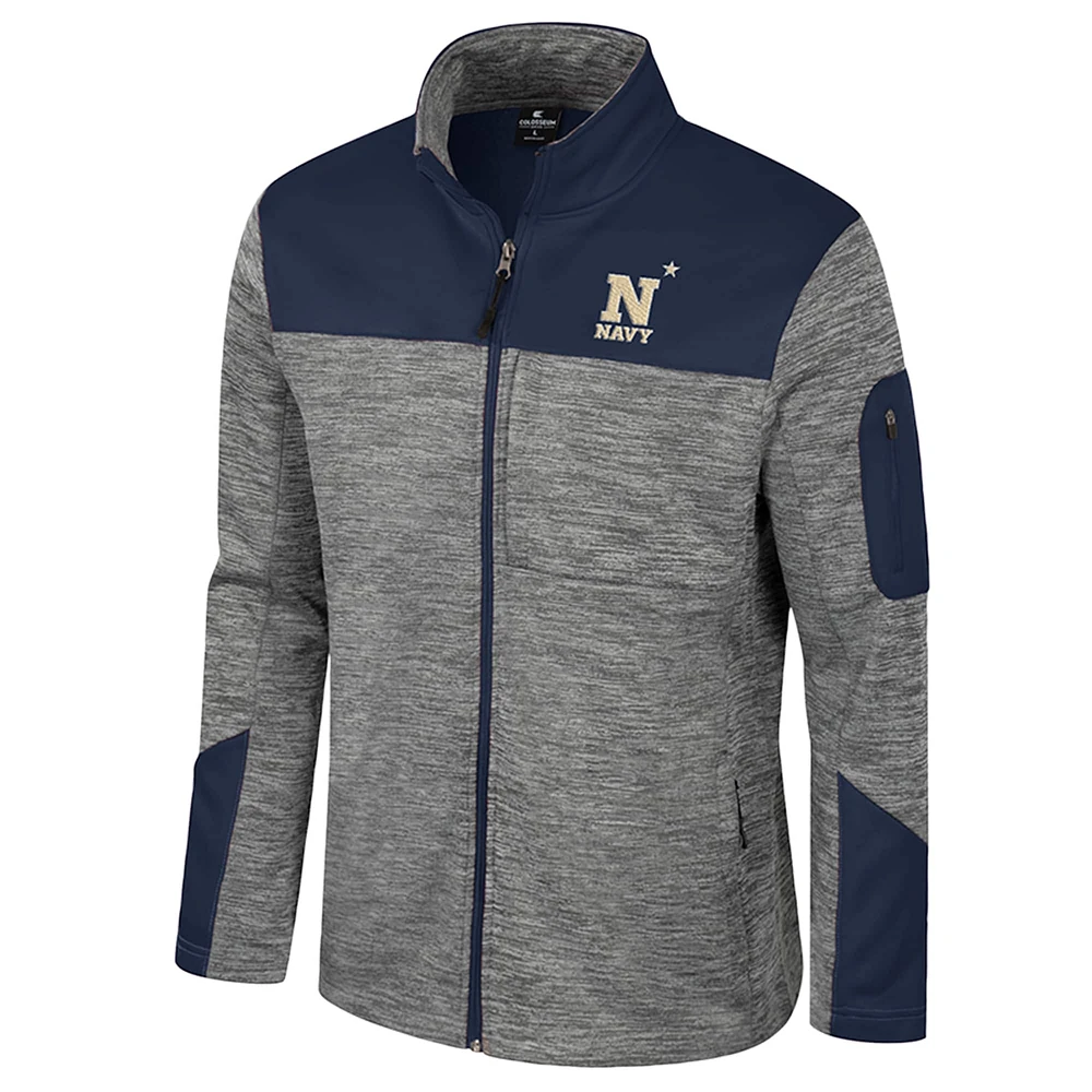 Men's Colosseum  Gray/Navy Navy Midshipmen Guard Full-Zip Jacket