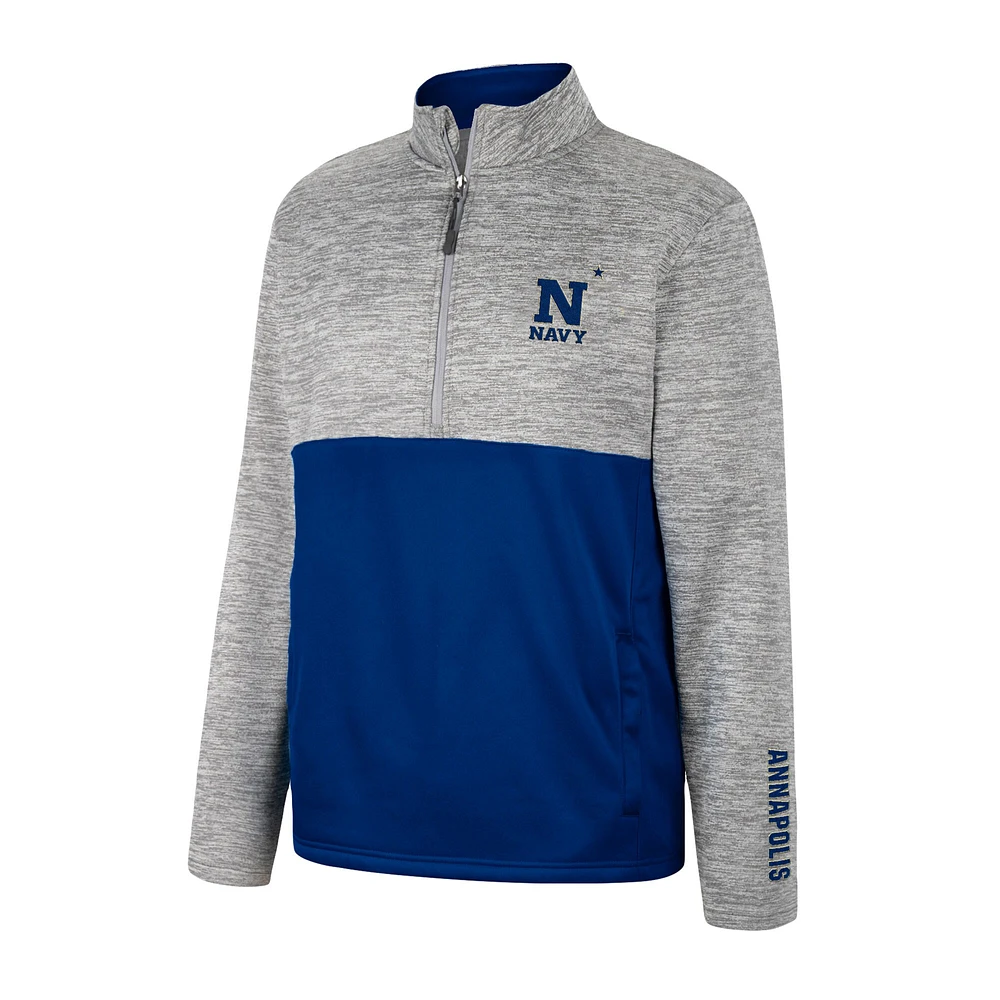 Men's Colosseum Gray Navy Midshipmen John Half-Zip Jacket