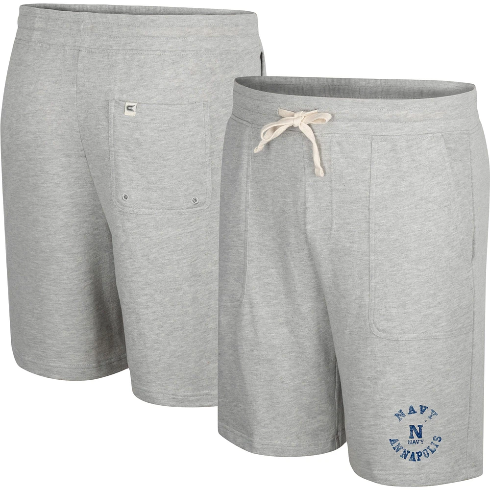 Men's Colosseum Heather Gray Navy Midshipmen Love To Hear This Terry Shorts