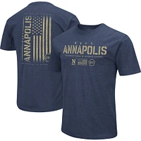 Men's Colosseum Heather Navy Midshipmen OHT Military Appreciation Flag 2.0 T-Shirt