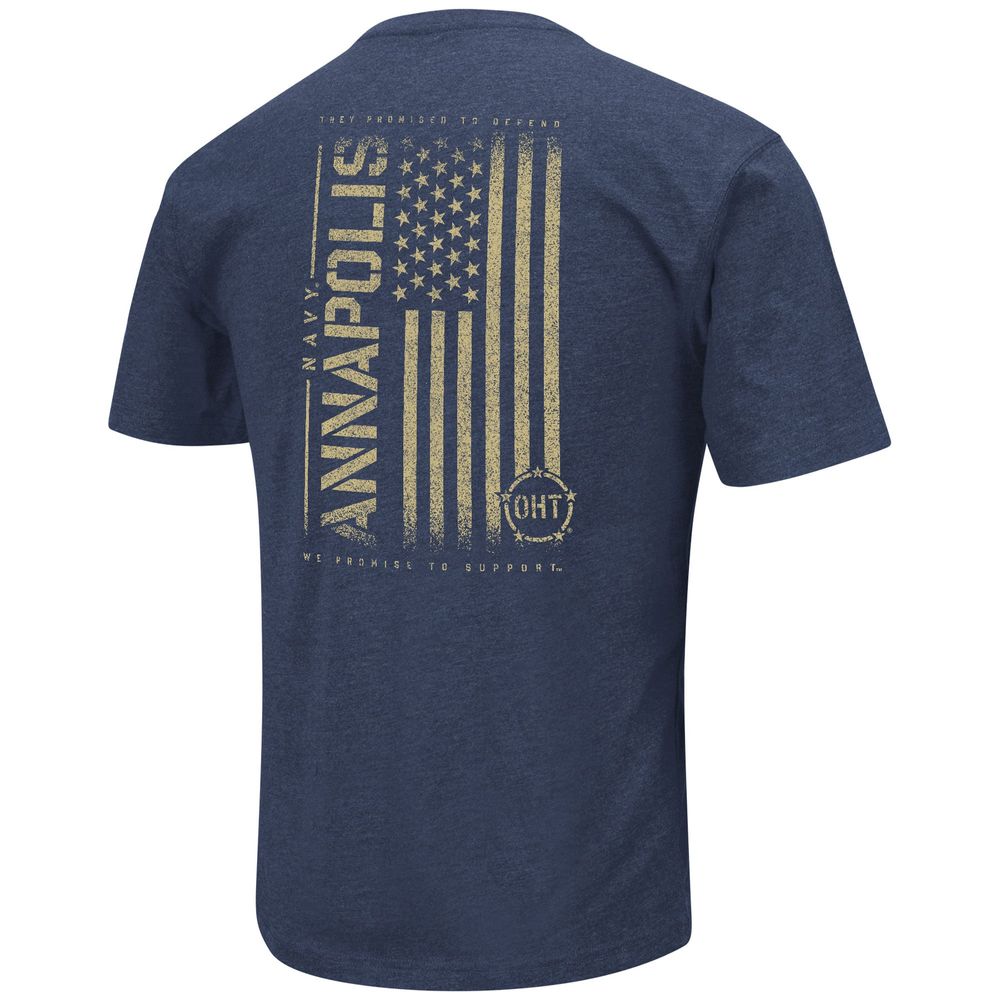 Men's Colosseum Heather Navy Midshipmen OHT Military Appreciation Flag 2.0 T-Shirt