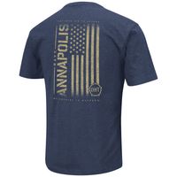 Men's Colosseum Heather Navy Midshipmen OHT Military Appreciation Flag 2.0 T-Shirt