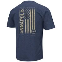 Men's Colosseum Heather Navy Midshipmen OHT Military Appreciation Flag 2.0 T-Shirt