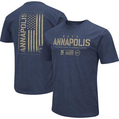 Men's Colosseum Heather Navy Midshipmen OHT Military Appreciation Flag 2.0 T-Shirt
