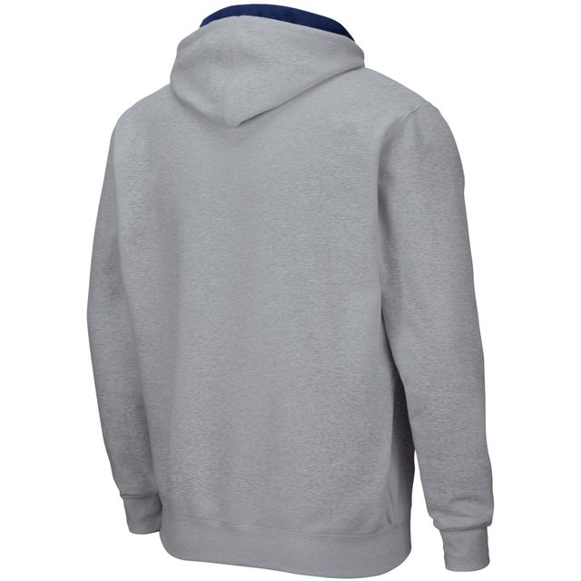 Sweat à capuche zippé entièrement Colosseum gris marine pour hommes Midshipmen Arch & Logo 3.0