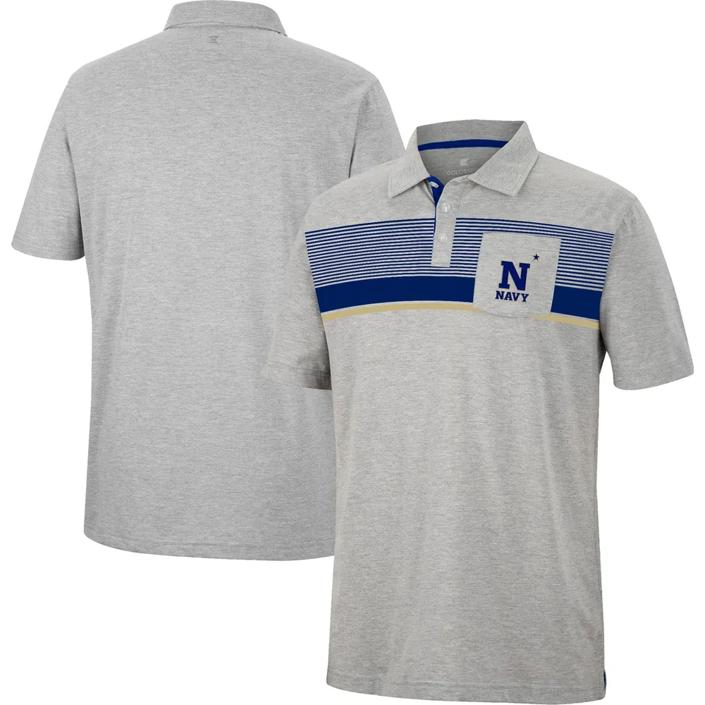 Navy Under Armour N* Sideline Stripe Polo (White)