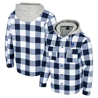 Men's Colosseum Navy/White Navy Midshipmen Buffalo Plaid Full-Zip Jacket