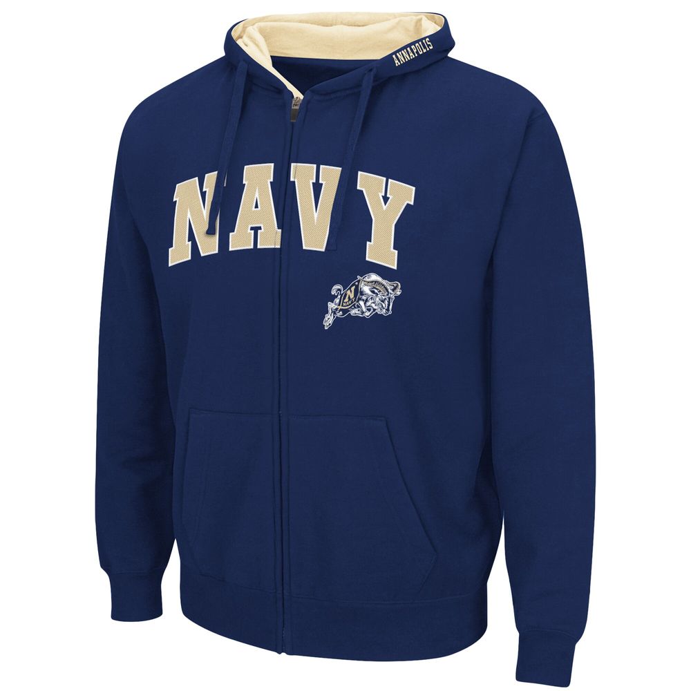 Men's Colosseum Navy Midshipmen Arch & Logo 3.0 Full-Zip Hoodie