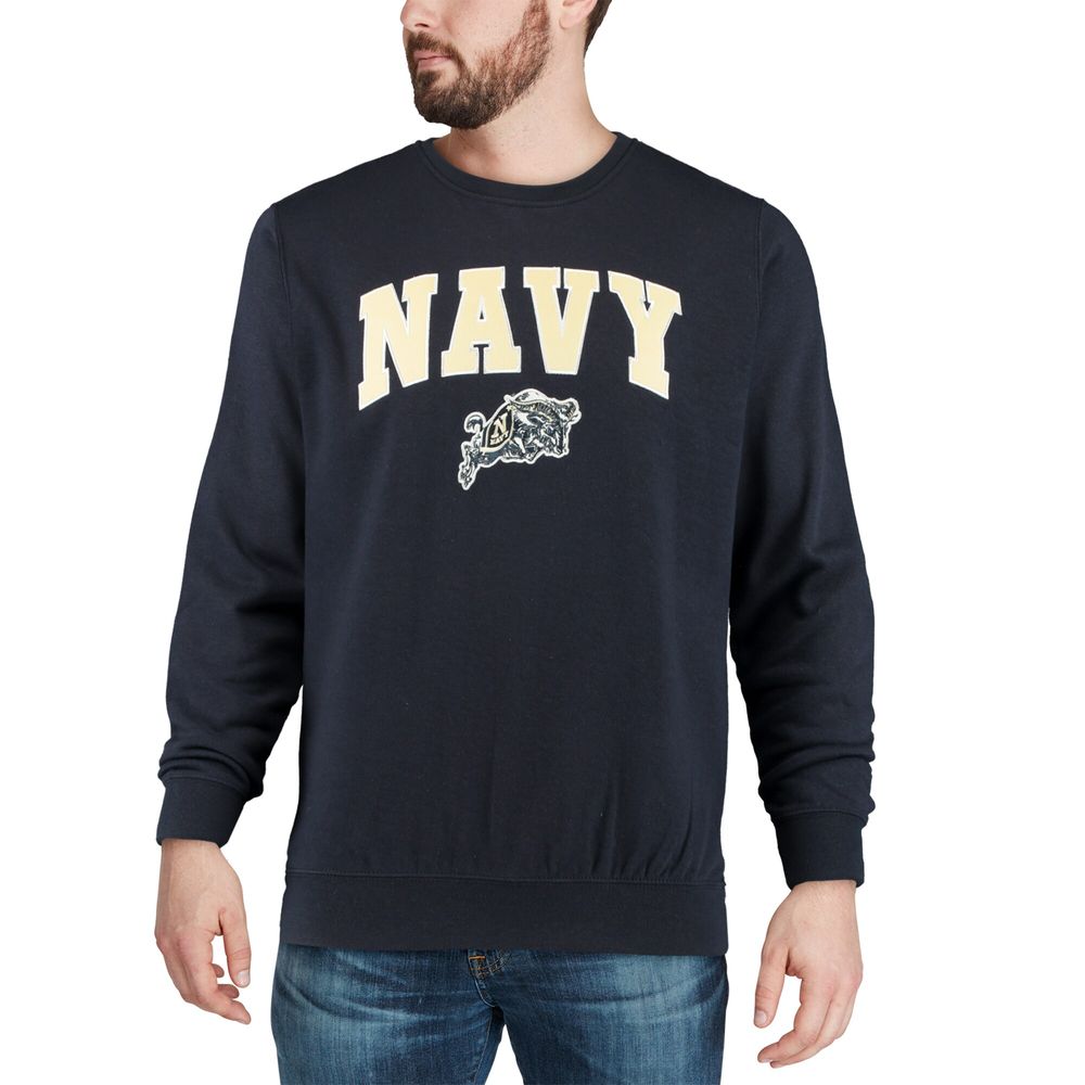 Men's Colosseum Navy Midshipmen Arch & Logo Crew Neck Sweatshirt