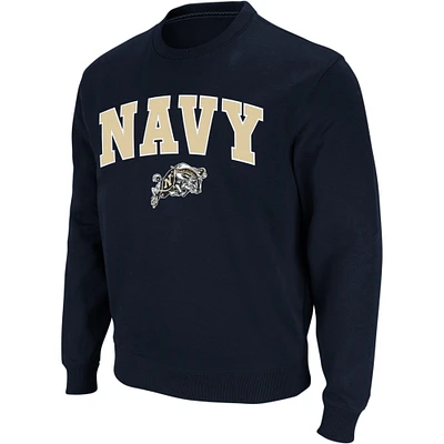 Men's Colosseum Navy Midshipmen Arch & Logo Crew Neck Sweatshirt