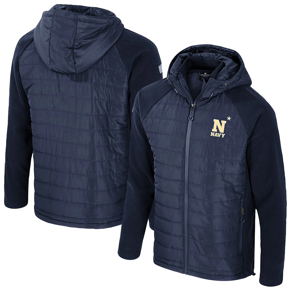 Veste à capuche entièrement zippée pour homme Colosseum Navy Midshipmen Block The Sun