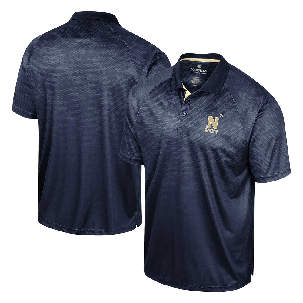 Men's Colosseum Navy Midshipmen Honeycomb Raglan Polo