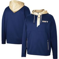 Men's Colosseum Navy Midshipmen Luge 3.0 Quarter-Zip Hoodie