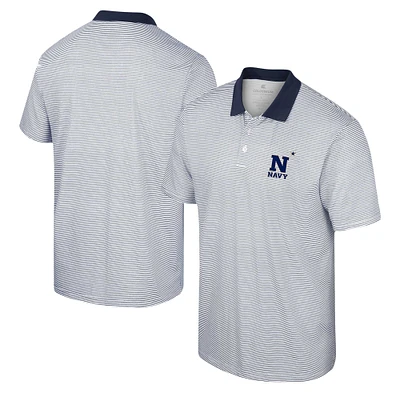 Men's Colosseum White/Navy Navy Midshipmen Print Stripe Polo