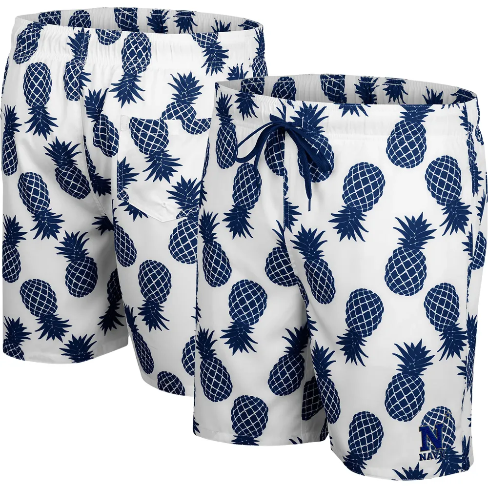 Short de bain Colosseum White Navy Midshipmen Pineapples pour homme