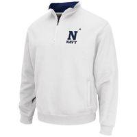 Men's Colosseum White Navy Midshipmen Tortugas Team Logo Quarter-Zip Jacket