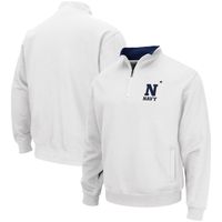 Men's Colosseum White Navy Midshipmen Tortugas Team Logo Quarter-Zip Jacket