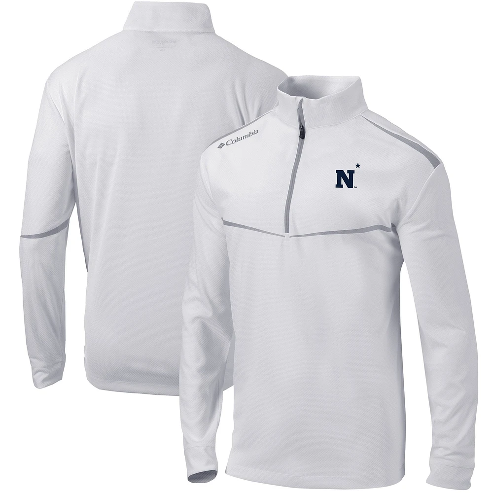 Men's Columbia White Navy Midshipmen Scorecard Quarter-Zip Jacket