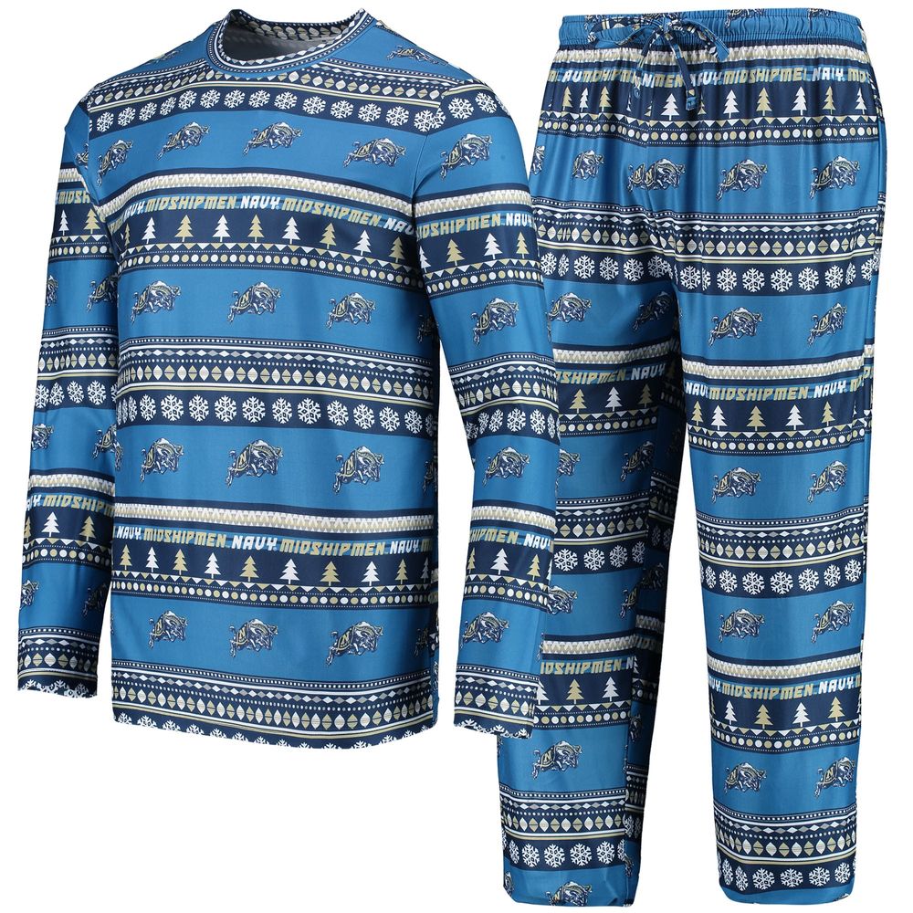 Men's Concepts Sport Navy Midshipmen Ugly Sweater Long Sleeve T-Shirt & Pants Sleep Set