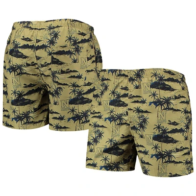 Men's FOCO Gold Navy Midshipmen Island Palm Swim Trunks